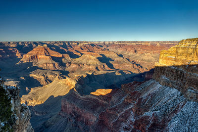 Scenic view of mountain range against clear sky