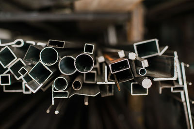 Close-up of metals in factory