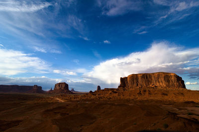 Rock formations on landscape against sky