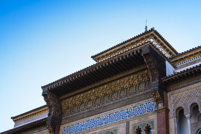 Low angle view of roof against clear sky