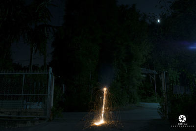 Light trails on street at night