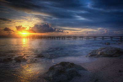 Scenic view of sea at sunset