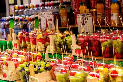 Close-up of candies for sale at market stall