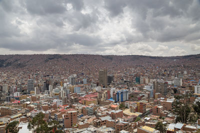 High angle view of townscape against sky