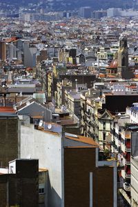 High angle view of cityscape against sky