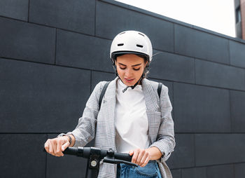 Woman riding bicycle