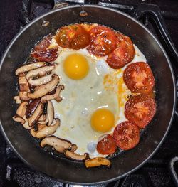 High angle view of breakfast served in plate