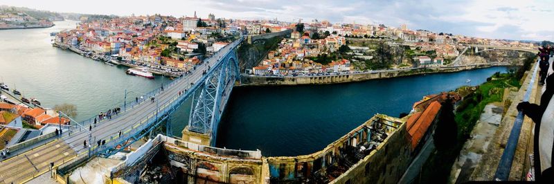 High angle view of bridge over river