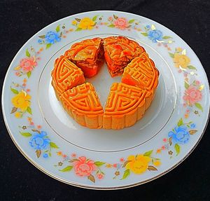 High angle view of cake served on table