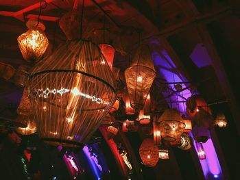 Low angle view of illuminated lights