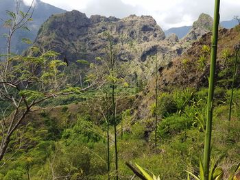 Scenic view of mountains against sky