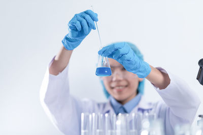 Man working in blue container