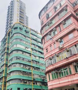 Low angle view of buildings against clear sky