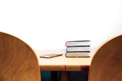 Close-up of books on table