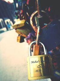 Close-up of padlocks