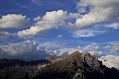 Scenic view of mountains against cloudy sky