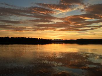 Dramatic sky over calm lake