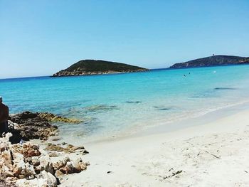 Scenic view of sea against clear sky