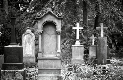 Tombstones in graveyard