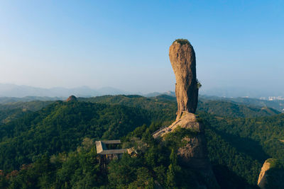 A view of the danxia landform under a clear blue sky