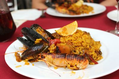 Close-up of food served in plate