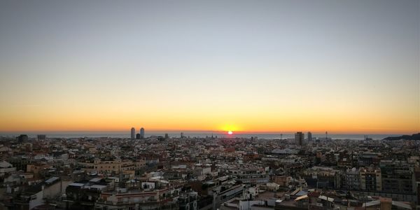 View of city at sunset