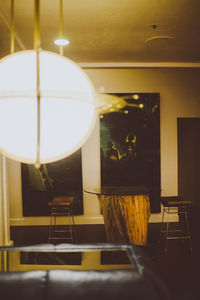 Empty chairs and table in restaurant