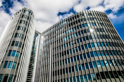 Low angle view of modern building against sky