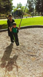 Mother and daughter outdoors