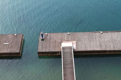 High angle view of pier on river