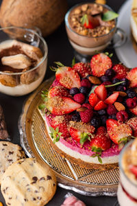 High angle view of food on table