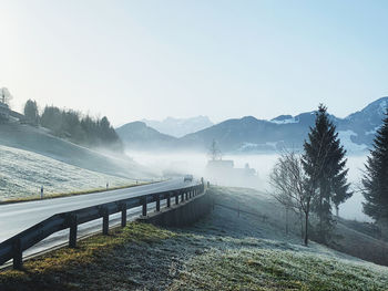 Scenic view of mountains against clear sky