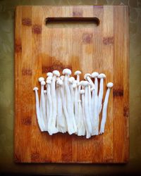 High angle view of wooden cutting board