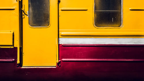 Closed door of train