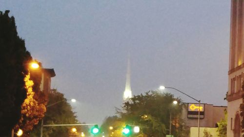 Illuminated street light at night