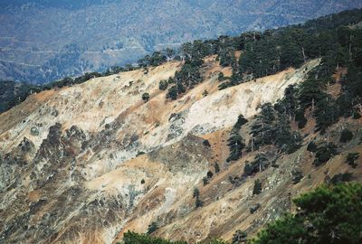 High angle view of landscape and mountains