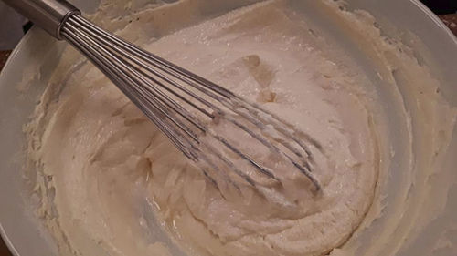 High angle view of cake in plate