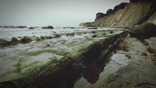 Scenic view of sea against clear sky