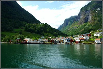 View of river with mountain in background