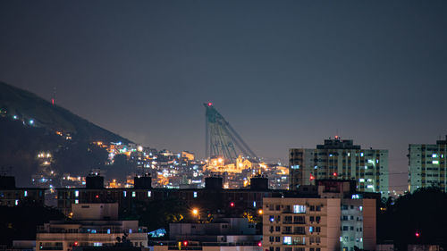 Long exposure urban night photography with buildings and lights in rio de janeiro, brazil