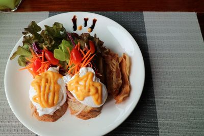 High angle view of meal served in plate