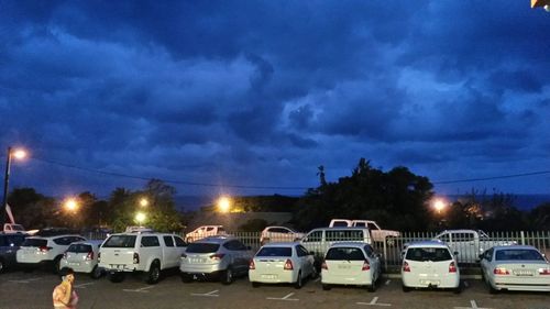 Cars on road at night