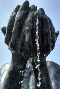 Low angle view of angel statue against clear sky