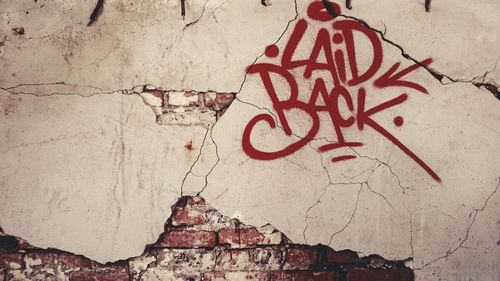 Close-up of graffiti on wall