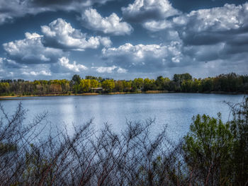 Scenic view of lake against sky