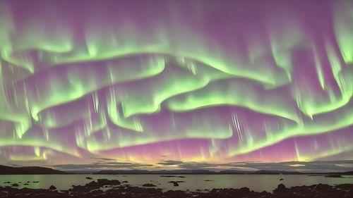 Scenic view of landscape against sky during sunset