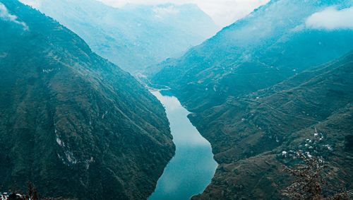 Aerial view of mountain range