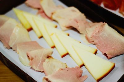 Close-up of chopped meat on plate