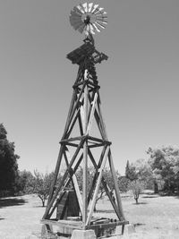 Low angle view of windmill