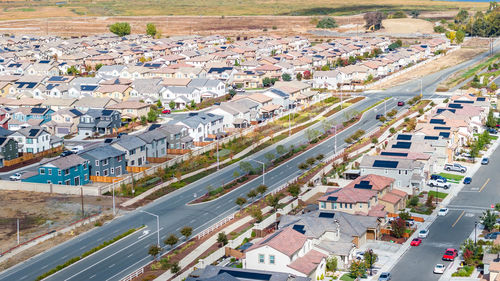 High angle view of traffic on road